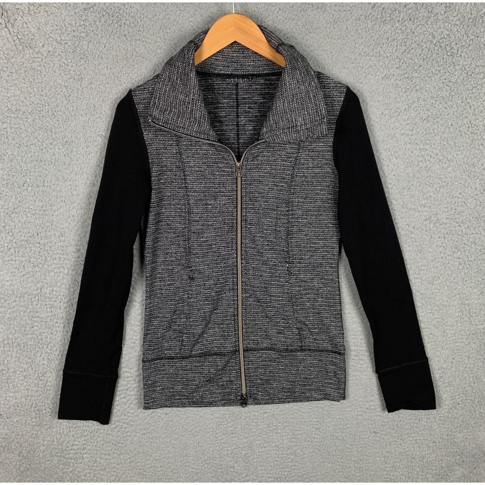 Lululemon Daily Yoga Jacket Women's 4 Coco Pique Black Full Zip Loose Athleisure